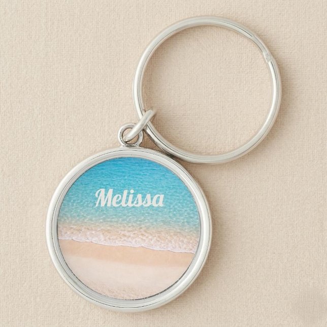 Ocean Shoreline Custom Name Key Ring (Creator Uploaded)