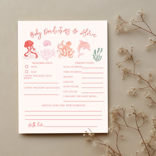 Ocean Shower Pink Baby Predictions & Advice Card (Creator Uploaded)
