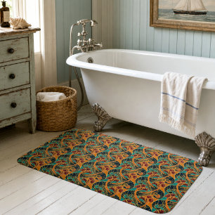 Ocean Shrimp And Seaweed Pattern Bath Mat