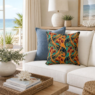 Ocean Shrimp And Seaweed Pattern Cushion