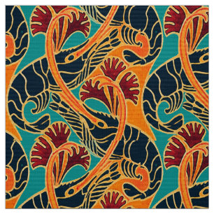 Ocean Shrimp And Seaweed Pattern Fabric