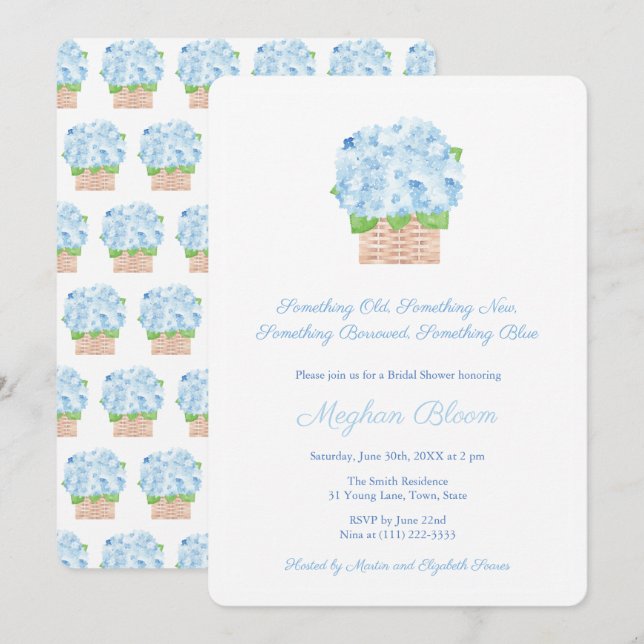 Ocean-Side Something Blue Theme Bridal Shower Invitation (Front/Back)