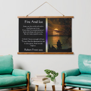 Ocean silhouette with a reflection of the moon Hanging Tapestry