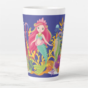 Ocean Siren: Long Red Hair Latte Mug