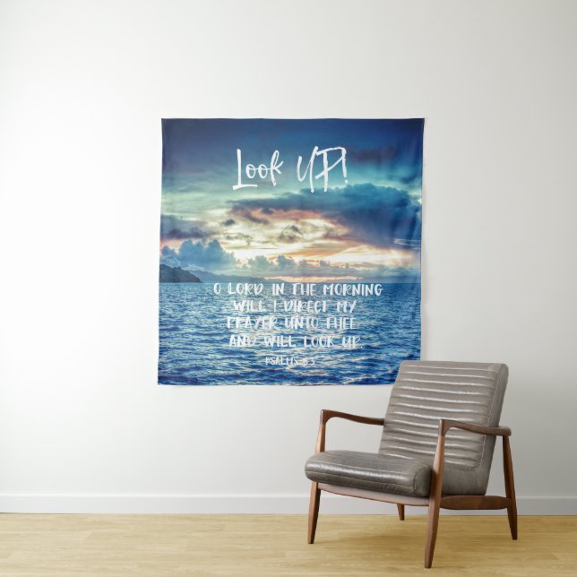 Ocean Skies with Prayer Bible Verse Tapestry (In Situ)