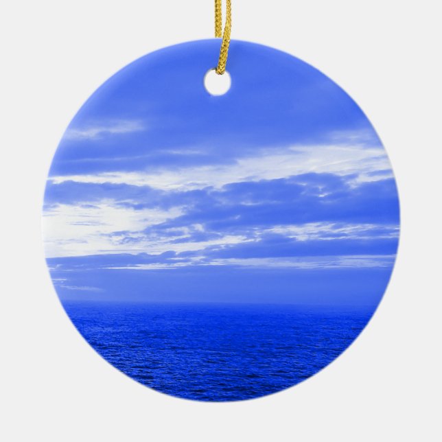 Ocean Sky Blue Christmas Ornament (Front)