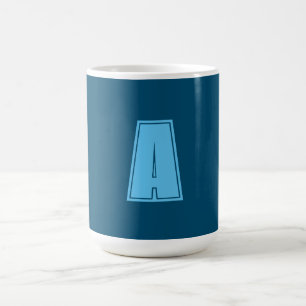 Ocean & Sky Blue Initial Monogram Calligraphy Chic Coffee Mug