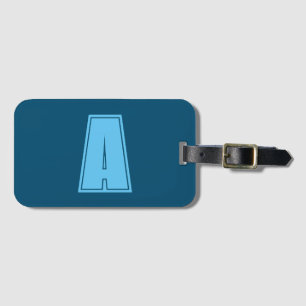 Ocean & Sky Blue Initial Monogram Calligraphy Chic Luggage Tag
