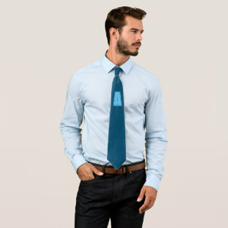 Ocean & Sky Blue Initial Monogram Calligraphy Chic Tie