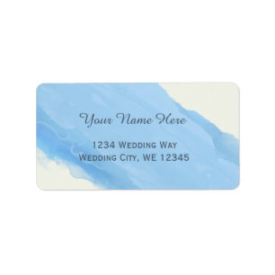 Ocean Sky blue watercolor brush strokes modern Label