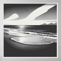 Ocean Solitude Black and White