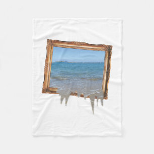 Ocean Spilling Out of Picture Frame Fleece Blanket