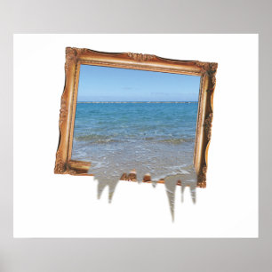 Ocean Spilling Out of Picture Frame Poster