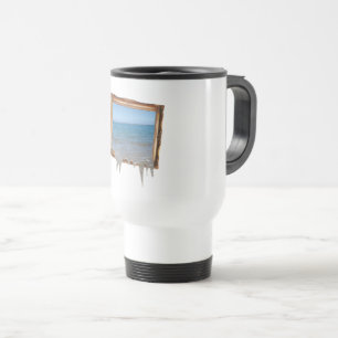 Ocean Spilling Out of Picture Frame Travel Mug