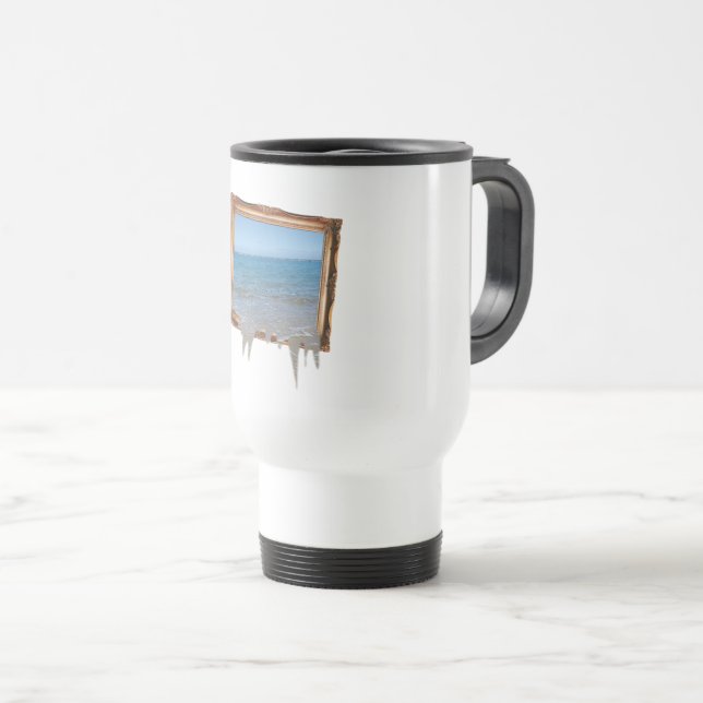 Ocean Spilling Out of Picture Frame Travel Mug (Front Right)