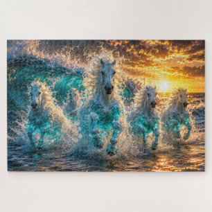 Ocean Spirit Horses Fantasy Sunset Puzzle