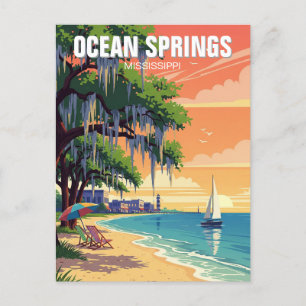 Ocean Springs Mississippi Travel Postcard
