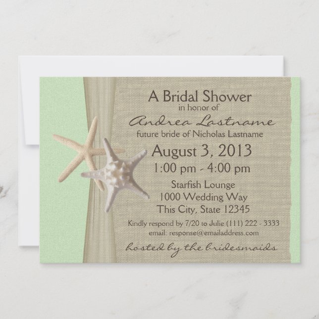 Ocean Starfish Bridal Shower Invitation (Front)
