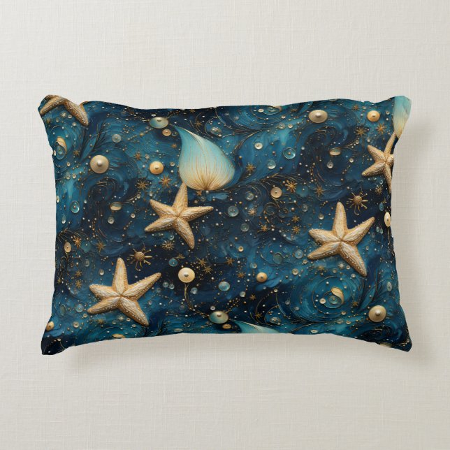 Ocean Starfish Pattern Accent Pillow (Front)