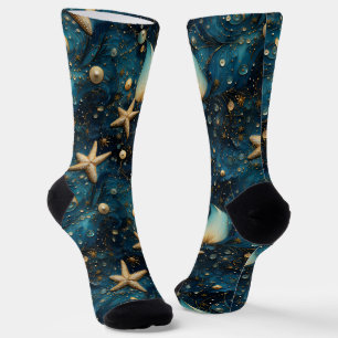 Ocean Starfish Pattern Crew Socks
