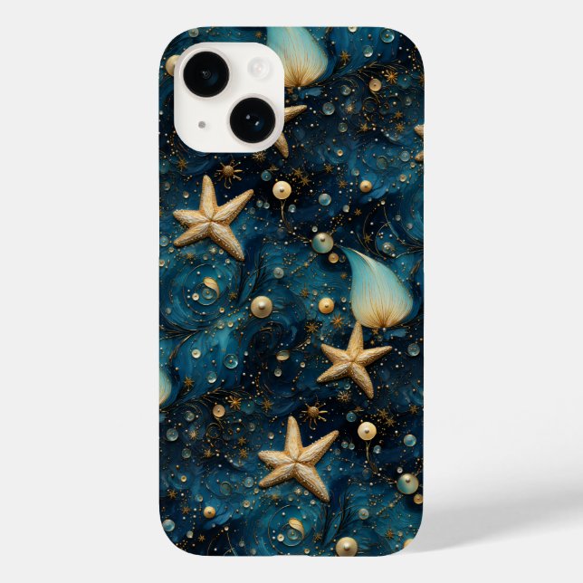 Ocean Starfish Pattern iPhone 14 Case (Back)
