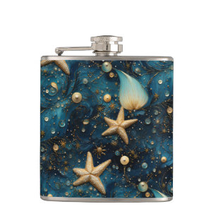 Ocean Starfish Pattern Vinyl Wrapped Flask