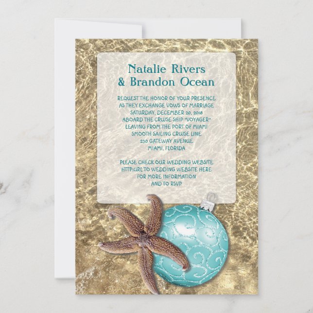 Ocean Starfish Tropical Christmas Wedding Invitation (Front)