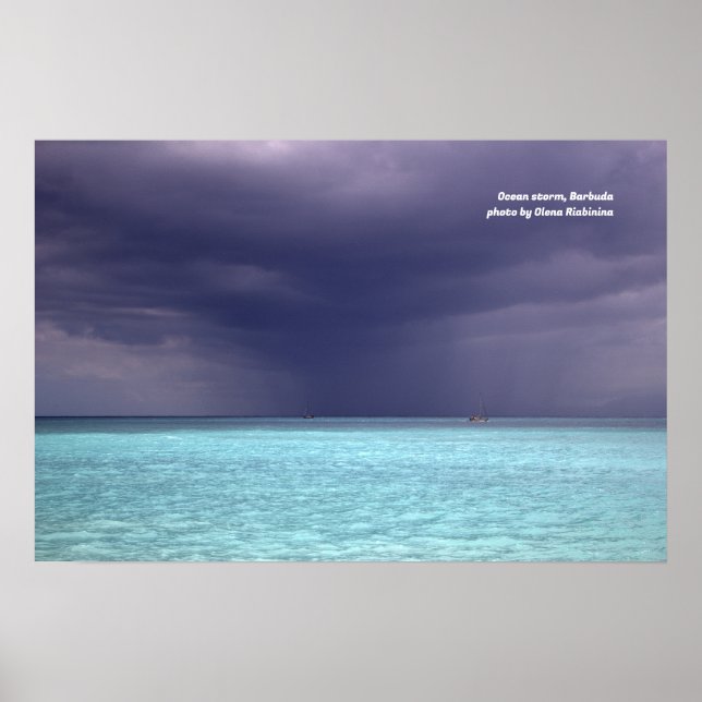 Ocean storm in Barbuda Poster (Front)