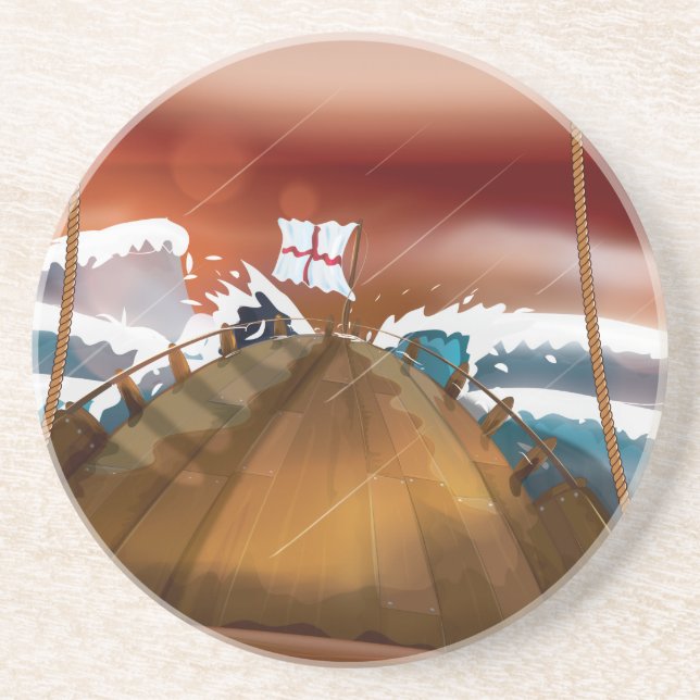 Ocean Storm Sail Ship Coaster (Front)