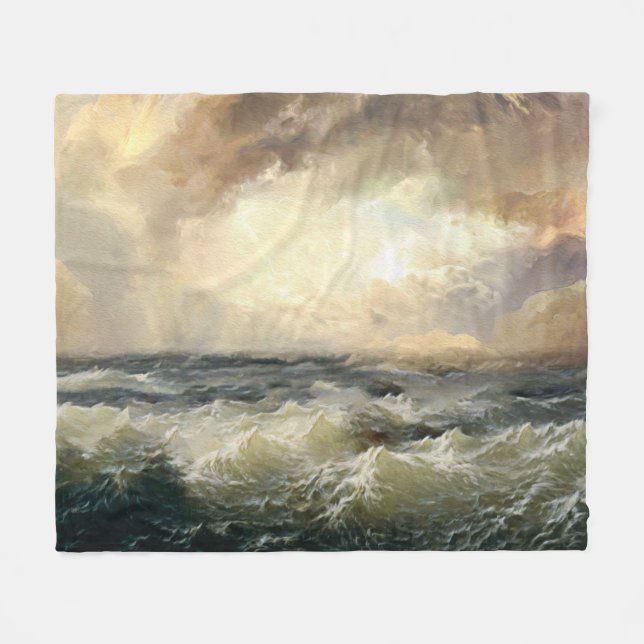 Ocean Storm Waves Fleece Blanket (Front (Horizontal))