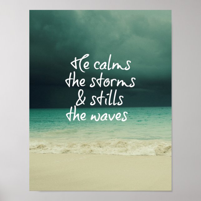 Ocean Storm with God Quote Poster (Front)
