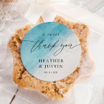 Ocean Summer Beach Sweet Thank You Favour Classic Round Sticker<br><div class="desc">Ocean Summer Beach Sweet Thank You Favour Wedding Stickers</div>