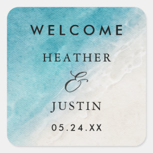 Ocean Summer Beach Wedding Welcome Square Sticker