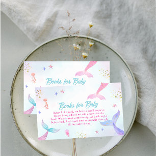 Ocean Summer Mermaid Tail Books For Baby Shower Enclosure Card