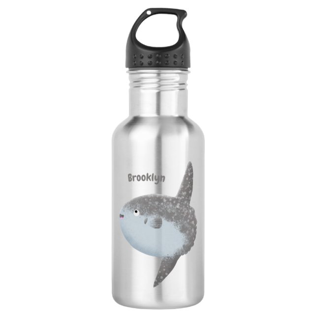 Ocean sunfish mola mola cute cartoon  532 ml water bottle (Front)