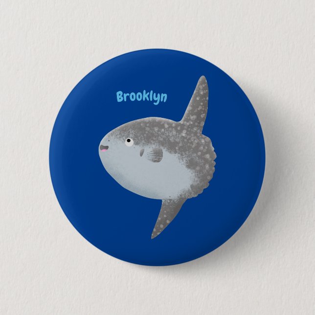 Ocean sunfish mola mola cute cartoon  6 cm round badge (Front)