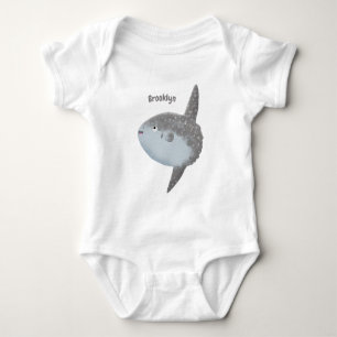 Ocean sunfish mola mola cute cartoon baby bodysuit