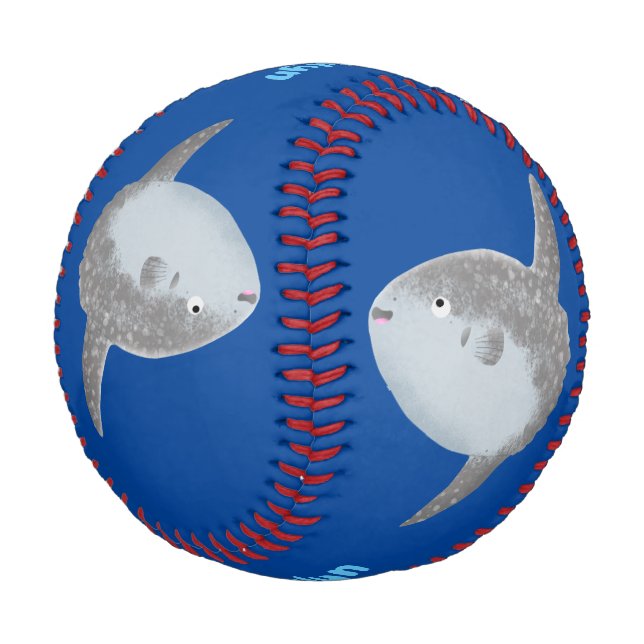 Ocean sunfish mola mola cute cartoon baseball (Angled)