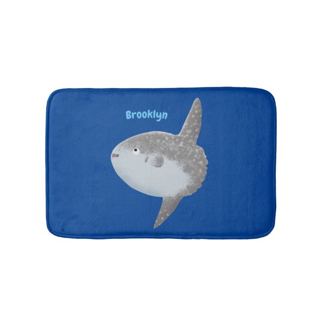 Ocean sunfish mola mola cute cartoon bath mat (Front)