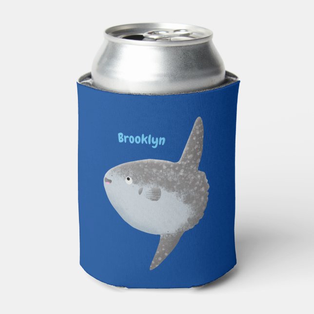 Ocean sunfish mola mola cute cartoon can cooler (Can Front)