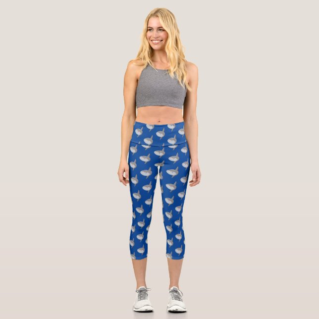 Ocean sunfish mola mola cute cartoon  capri leggings (Front)