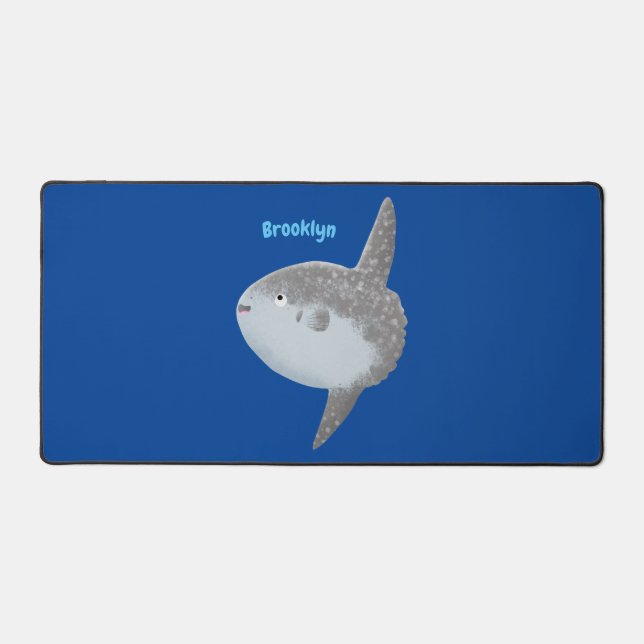 Ocean sunfish mola mola cute cartoon desk mat (Front)