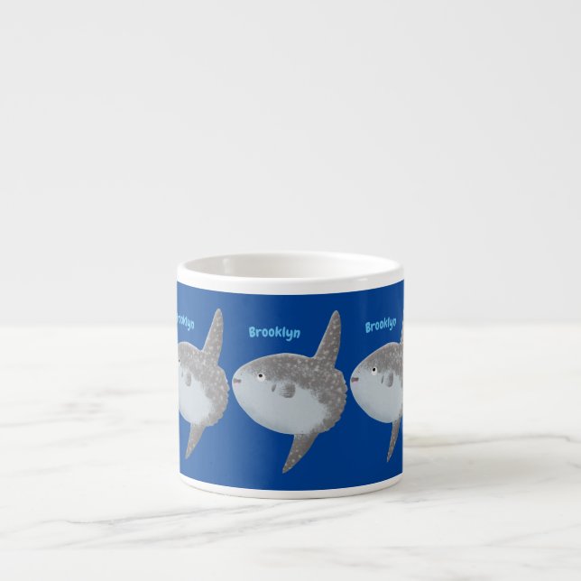 Ocean sunfish mola mola cute cartoon  espresso cup (Front)