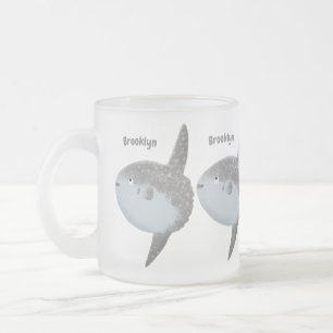 Ocean sunfish mola mola cute cartoon frosted glass coffee mug