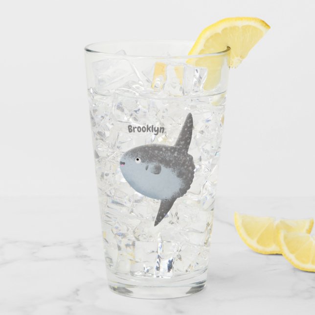 Ocean sunfish mola mola cute cartoon  glass (Back Ice)