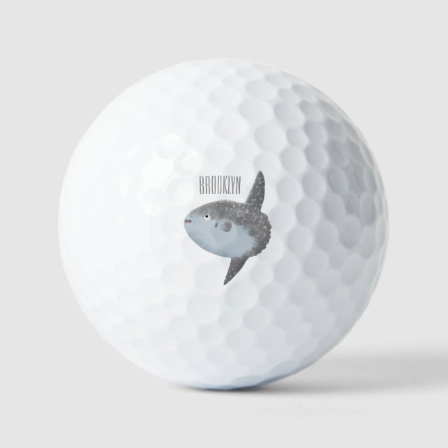 Ocean sunfish mola mola cute cartoon golf balls (Front)