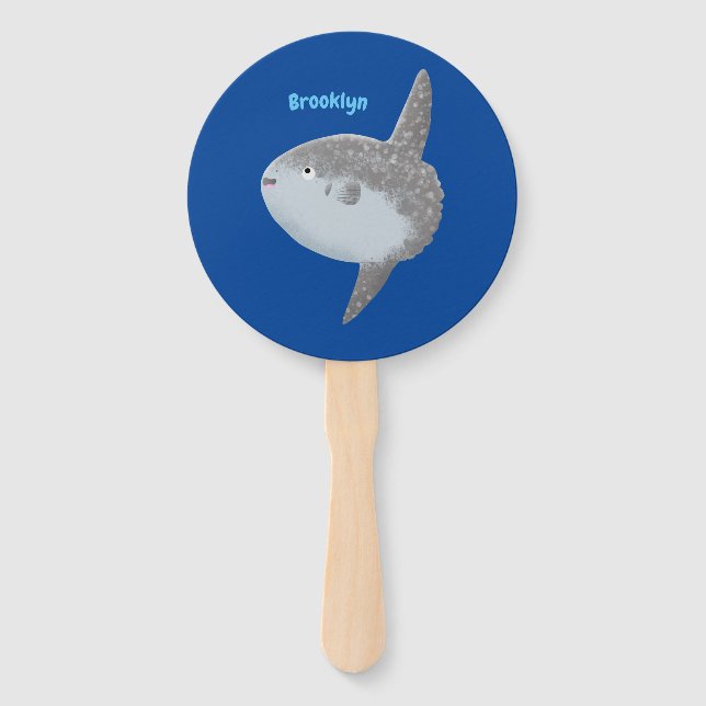 Ocean sunfish mola mola cute cartoon hand fan (Front)