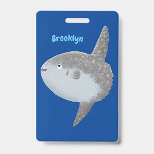 Ocean sunfish mola mola cute cartoon ID badge