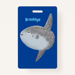 Ocean sunfish mola mola cute cartoon ID badge