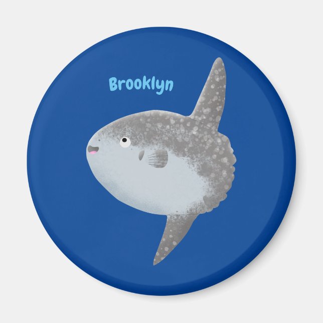Ocean sunfish mola mola cute cartoon  magnet (Front)